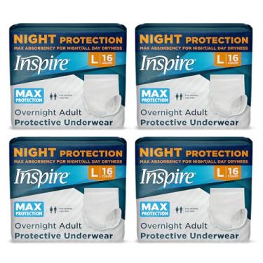 Imagem de Inspire Fraldas para adultos mulheres ou homens – Absorção máxima | Nossa roupa íntima mais absorvente e seca para incontinência para mulheres ou homens | Fralda à prova de vazamento durante a noite