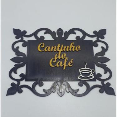 Imagem de Cantinho do Café Quadro Placa Plaquinha Decoração Moderna Madeira MDF 