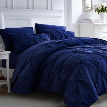 Imagem de Conjunto de edredom de cama Ubauba Queen Size, 7 peças, azul escuro