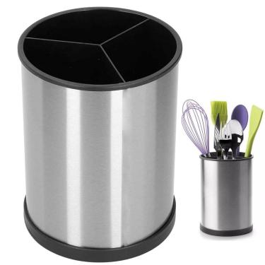 Imagem de Porta Talheres Utensilios Base Giratoria Inox Escorredor Suporte de Mesa Bancada Pia Co...