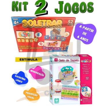 Imagem de Kit 2 Jogo Educativo 4 Anos Infantil Gato De Sapato Raciocinio Logico 
