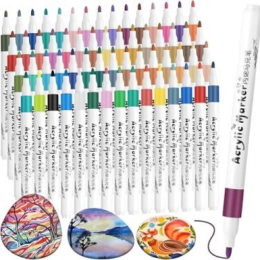 Imagem de Kit 60 Canetas Acrílicas para Pintura, Marcadores Acrílicos de Tinta Permanente Canetinha Posca para Madeira Tecido Tela Pedra Vidro Cerâmicas Desenho Artístico