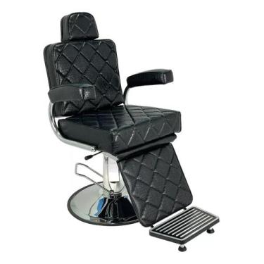 Imagem de Cadeira Reclinável Suíça Com Base Hidráulica Estofado Preto croco - Mo