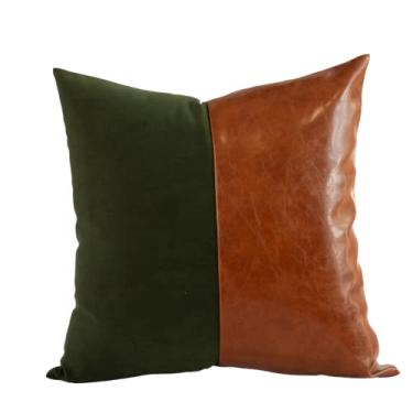 Imagem de Almofada Premium Collection Verde & Couro Caramelo Quadrada