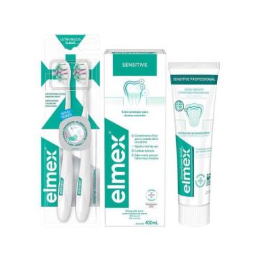 Imagem de Kit Elmex Sensitive Creme Dental 110g + Exaguante Bucal 400ml + Escova