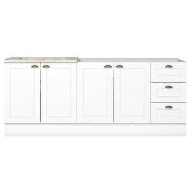 Imagem de Balcao Pia 120 cm Balcao Cooktop 80 cm Americana Branco Calcare Henn, 