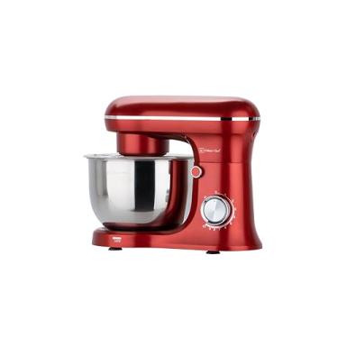 Imagem de FRIGIDAIRE Misturador elétrico retrô ESTM020-Red, 4,75 litros / 4,5 L, 8 velocidades com batedor, gancho de massa, acessórios de batedor plano, protetor contra respingos (vermelho)