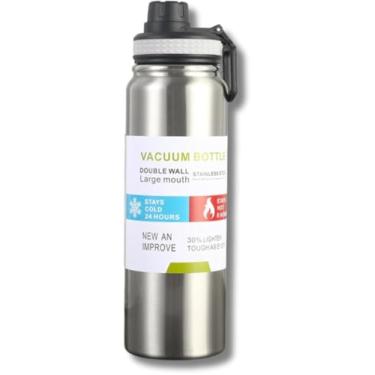 Imagem de Garrafa Térmica 800ml de Aço Inoxidável, Parede Dupla, Isolamento Térmico a Vácuo, Bico Antivazamento, Com Alça Larga e Infusor. (Inox)