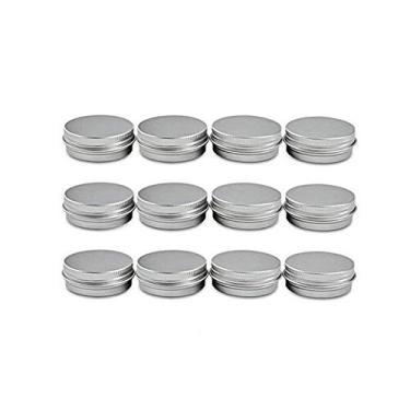 Imagem de 1 Oz 30 ML Gram Jar 12 pcs Silver Small Aluminum Tin Storage Jar Container Cosmetic Sample Metal Tins Empty Containers Round Pot Screw Cap Lid for Lip Balm Salve Make Up Eye Shadow PowderL8
