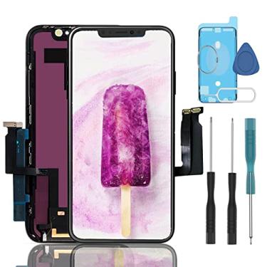 Imagem de Para iPhone 10s XS Max 6,5 polegadas tela LCD substituição digitalizador montagem completa tela sensível ao toque 3D touch screen com moldura à prova d'água ferramentas de reparo adesivo em preto