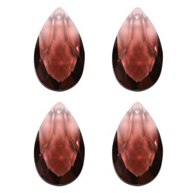 Imagem de PATIKIL Pingentes de cristal K9, contas de gota, pacote com 4 peças de prismas de candelabro de 38 mm, contas penduradas, lâmpada faça você mesmo para decoração de artesanato, marrom escuro