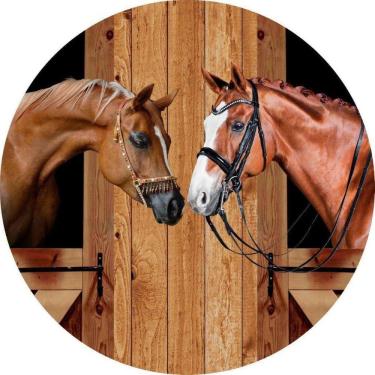 Imagem de Painel Redondo Tecido Sublimado 3D Cavalos Country Frd-5870