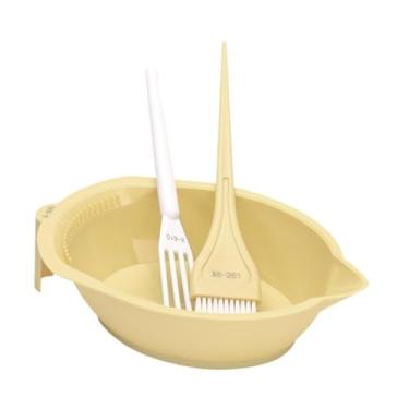 Imagem de Generic Conjunto de tintura de cabelo para colorir conjunto de mistura e kit de pincel Profissional tigela de tigela de silicone tingra de tinta de tinta de, Amarelo