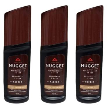 Imagem de Polidor De Sapato Líquido Nugget Marrom Graxa 3u Frasco 60ml