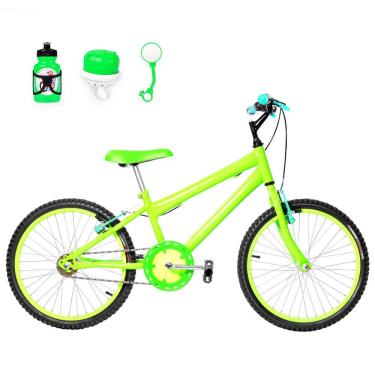 Imagem de Bicicleta Infantil Masculina Aro 20+Kit Passeio Verde Claro