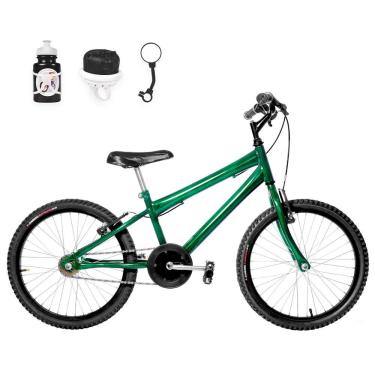 Imagem de Bicicleta Infantil Masculina Aro 20+Kit Passeio Verde Escuro