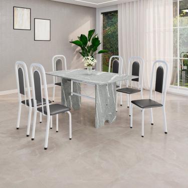 Imagem de Conjunto Sala de Jantar com 6 Cadeiras Lara Preto / Branco