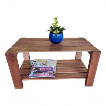Imagem de Mesinha De Centro Rústica De Madeira Maciça Artesanal Cor Madeira