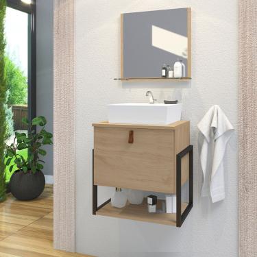 Imagem de Gabinete De Banheiro Vegas 1 Prateleira 1 Porta 45cm Freijó - Bege