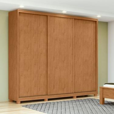 Imagem de Guarda-roupa 3 Portas 4 Gavetas 100% Mdf Com Pés Forma Marrom-bege