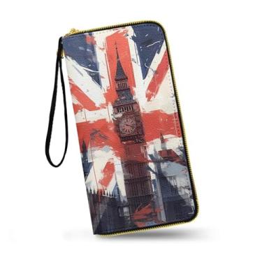 Imagem de Jolamirel Capa carteira feminina com zíper com bolinhas, compartimento para cartões de crédito, girassóis e carteira para celular com alça de pulso, Big Ben