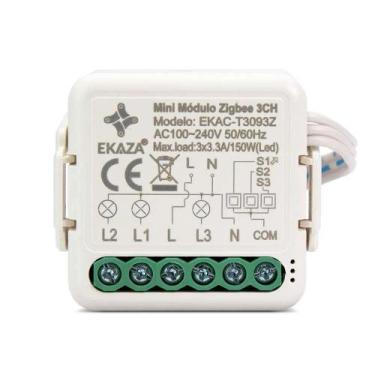 Imagem de Mini Módulo Embutir Zigbee 3Ch Ekac-T3093K Ekaza Novo