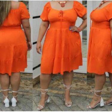 Imagem de Vestido curto manga curta lacinho no decote viscolinho Pluz size - Fil