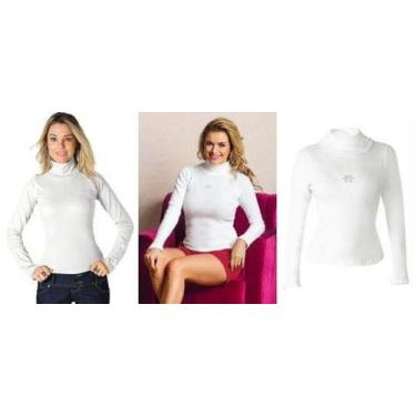 Imagem de Blusa feminina manga longa gola alta malha canelada - moda filo, Rose,