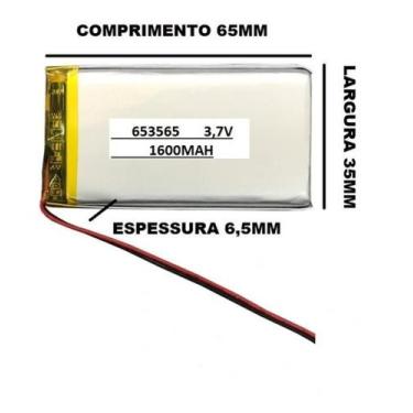 Imagem de Bateria 653565 C/ 1600mah 6,5mmx35mmx65mm3,7v 2 Fios - - bgb
