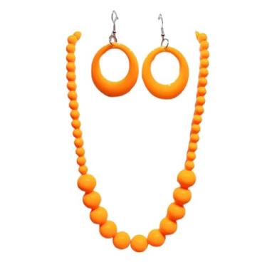 Imagem de KIFEDSLJ Colar de contas de acrílico colorido brincos anos 70 anos 80 retrô neon gargantilha colar gargantilha para mulheres bijuterias de festa, Acrílico, Sem pedra