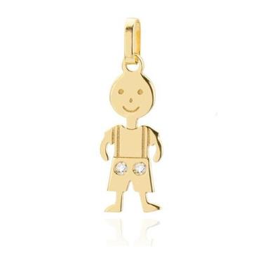 Imagem de Pingente Menino Filho em Ouro 18k Com Diamante 13mm - AGAPRIME JÓIAS