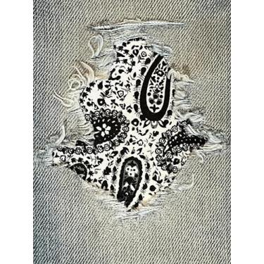 Imagem de Adesivos perfeitos Paisley Peek-A-Boo Iron On da HoleyPatches (preto e branco, 10 x 18 cm)