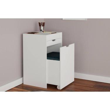 Imagem de Penteadeira PE-2007 c/ 1 Gaveta e Puff Suede Branco - Tecno Mobili