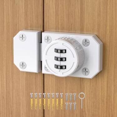 Imagem de Fechadura de armário com combinação, fechadura de porta de armário com senha de 3 dígitos, fechadura mecânica de liga de zinco com parafusos para porta unidirecional, armário, porta de celeiro,