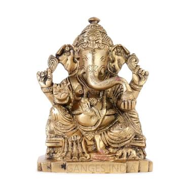 Imagem de Estátua de latão Gajamukha Ganesha, escultura tradicional de divindade hindu, estatueta decorativa de arte religiosa