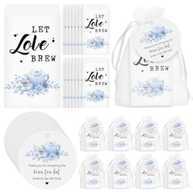 Imagem de Skybooly 50 conjuntos de lembrancinhas de chá de chá para convidados incluem saquinhos de chá e envelopes de papel kraft autoadesivos, etiquetas de agradecimento, sacos de organza, lembrancinhas de
