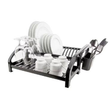 Imagem de Escorredor de Pratos e Talheres em Aço - Preto - Xplast