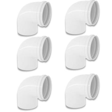 Imagem de Kit 6 Cotovelos Joelho Esgoto Pvc 90 Graus Branco 50Mm - Tigre