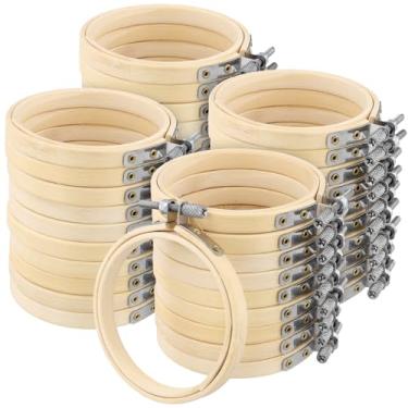 Imagem de SENJEOK 40 Bastidores De Bambu 3" Para Bordado, Círculos Ponto Cruz 8Cm, Bastidor Madeira Ajustável Costura E Artesanato, Decoração Casa