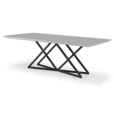 Imagem de Mesa Jantar Ora Tampo Com Vidro Base Metal Preto Fosco 220cm - 70909 -