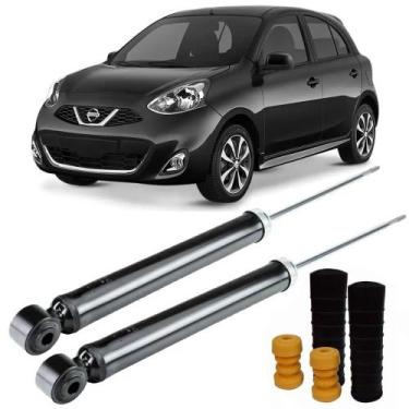 Imagem de Amortecedor + Kit Batente Nissan March Traseiro 2011 Até 2020 O Par - 