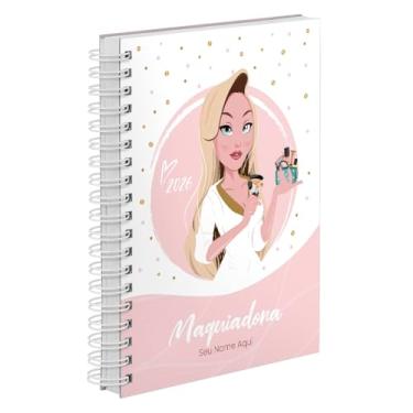 Imagem de Agenda Comercial 2026 Personalizada Capa Dura Maquiadora Loira Cores (Rosa)