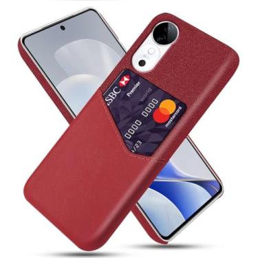 Imagem de Capa para Vivo S19 5G,Anti-deslizamento,Proteção contra quedas de 360°,Resistência à impressão digital,Tela e caso de couro PU com 1 slot de cartão atrás-Red