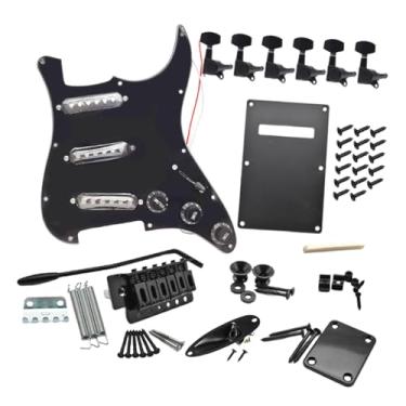 Imagem de Amagogo Kit de hardware para guitarra elétrica Entrada de guitarra Jack Sss, escudo para prática, Black a