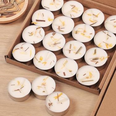 Imagem de Velas perfumadas de citronela Tealight ao ar livre, pacote com 64 – Luzes de chá brancas de 4 horas, velas de chá de cera de palma 100% natural, sem parafina, velas votivas perfumadas para uso interno
