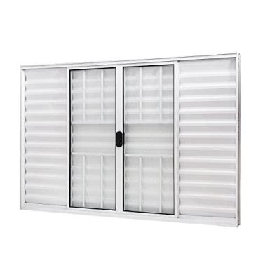 Imagem de Janela de Alumínio Veneziana 100x150cm 6 Folhas com Grade e Vidro Liso Slim Modular Ramassol