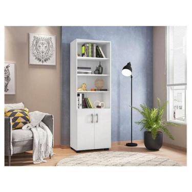 Imagem de Livreiro Ambiente Office Com Portas Pequenas Branco Trama - Móveis Leã