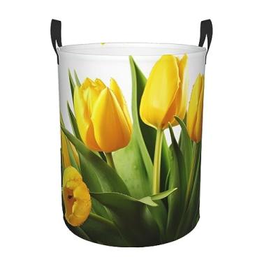 Imagem de Cesta de lavanderia com flores, dobrável, impermeável, cesto de armazenamento de roupas com alças, pano Oxford, organizador de brinquedos, cesta para banheiro, lavanderia, quarto, pequeno