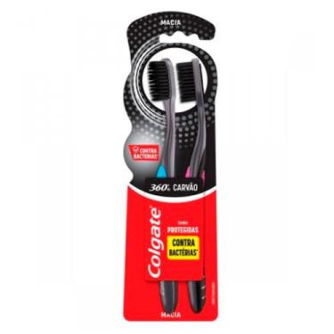 Imagem de Escova Dental Colgate 360º Black Macia Cabeça Compacta Cores Sortidas 