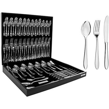 Imagem de Faqueiro Tramontina Satri em Aço Inox com Estojo de Madeira 76 Peças